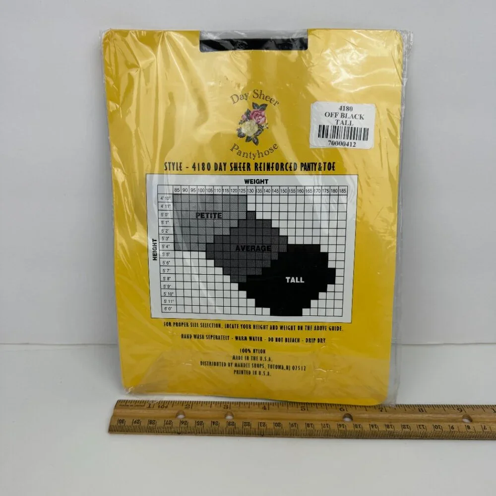 Vtg‎ Sealed Karin Morgan Collection Off Black Tall Day Sheer Pantyhose Prop READ